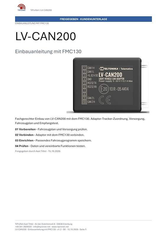 PDF-Cover: LV-CAN200 – Einbauanleitung – Klassisch – DE – V1.2