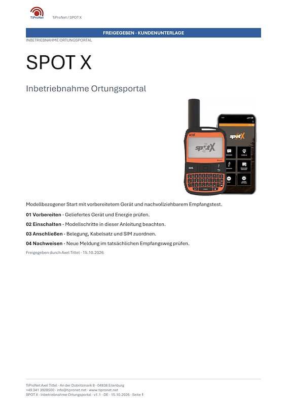 PDF-Cover: SPOT-X – Inbetriebnahme – Klassisch – DE – V1.1