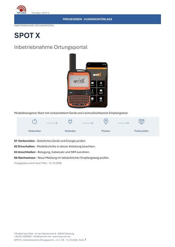 PDF-Cover: SPOT-X – Inbetriebnahme – Modern – DE – V1.2