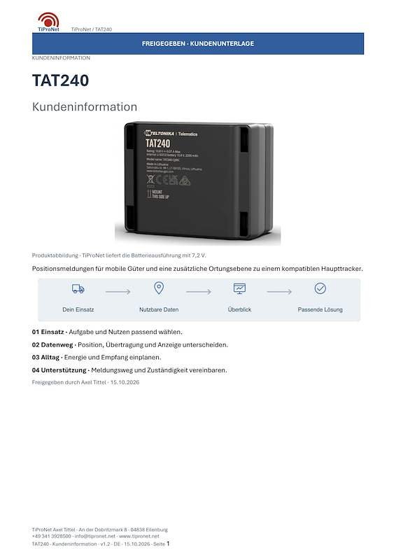 PDF-Cover: TAT240 – Kundeninformation – Modern – DE – V1.2