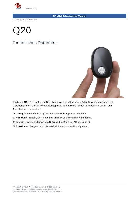 PDF-Cover: Q20 – Technisches Datenblatt – Klassisch – DE – V1.7