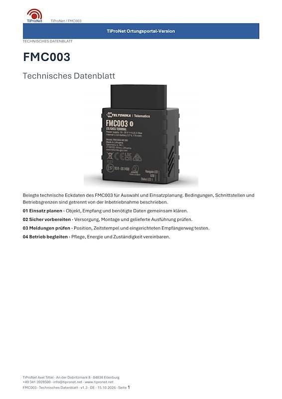 PDF-Cover: FMC003 – Technisches Datenblatt – Modern – DE – V1.3