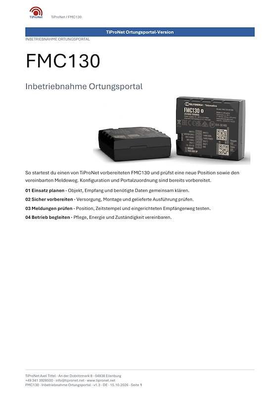 PDF-Cover: FMC130 – Inbetriebnahme – Klassisch – DE – V1.3