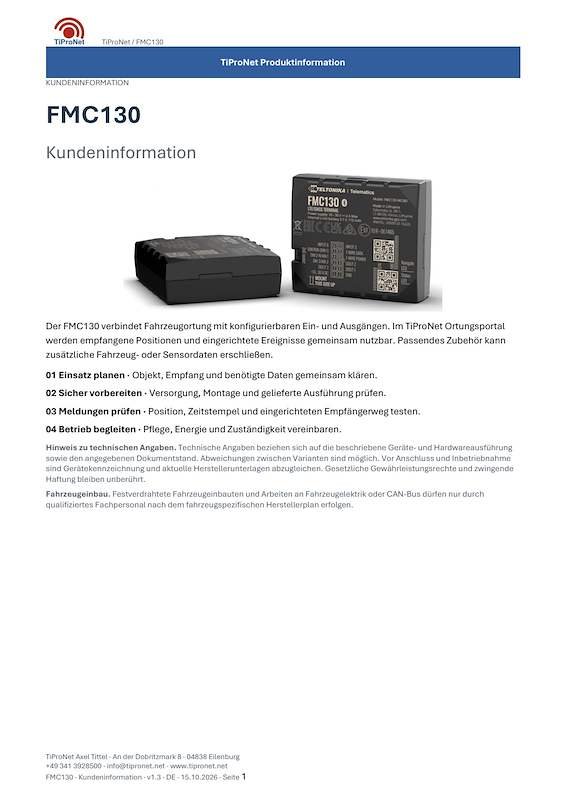 PDF-Cover: FMC130 – Kundeninformation – Modern – DE – V1.3