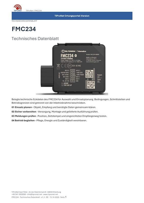 PDF-Cover: FMC234 – Technisches Datenblatt – Modern – DE – V1.3