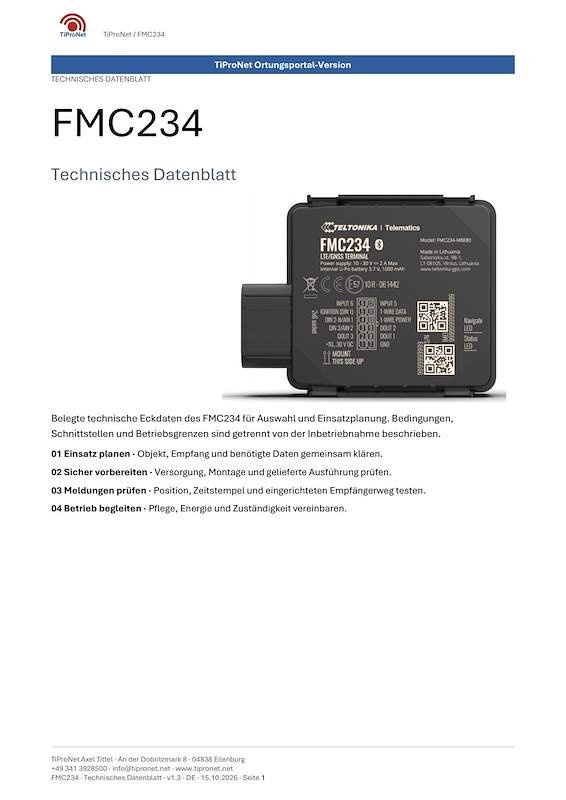 PDF-Cover: FMC234 – Technisches Datenblatt – Klassisch – DE – V1.3