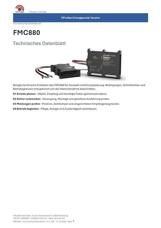 PDF-Cover: FMC880 – Technisches Datenblatt – Modern – DE – V1.3