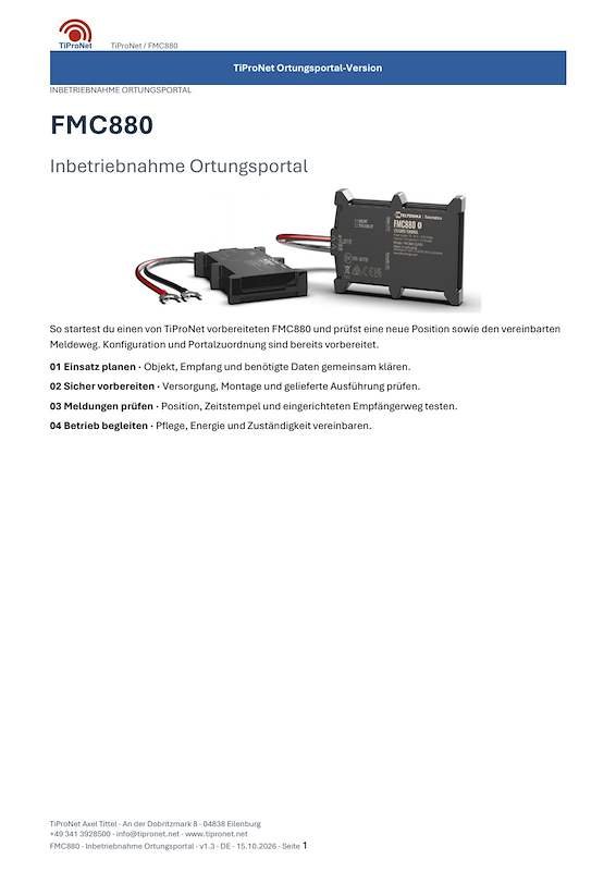 PDF-Cover: FMC880 – Inbetriebnahme – Modern – DE – V1.3