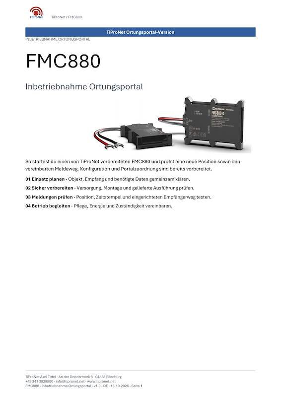 PDF-Cover: FMC880 – Inbetriebnahme – Klassisch – DE – V1.3