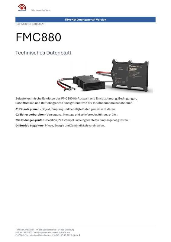 PDF-Cover: FMC880 – Technisches Datenblatt – Klassisch – DE – V1.3