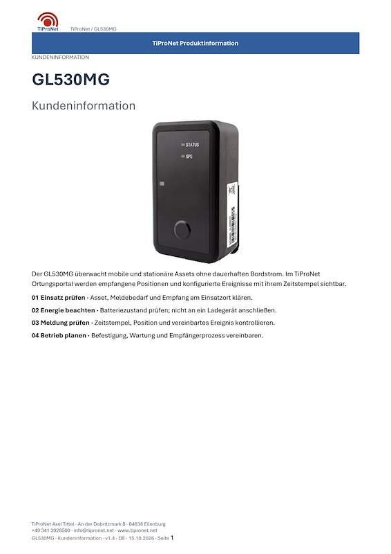 PDF-Cover: GL530MG – Kundeninformation – Modern – DE – V1.4