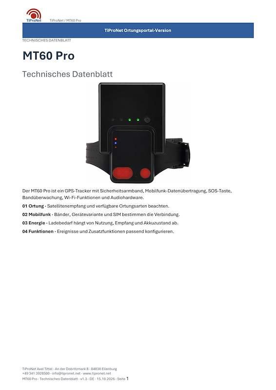 PDF-Cover: MT60 Pro – Technisches Datenblatt – Modern – DE – V1.3