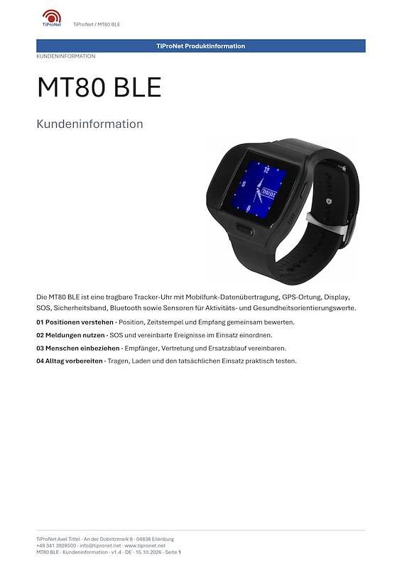 PDF-Cover: MT80 BLE – Kundeninformation – Klassisch – DE – V1.4