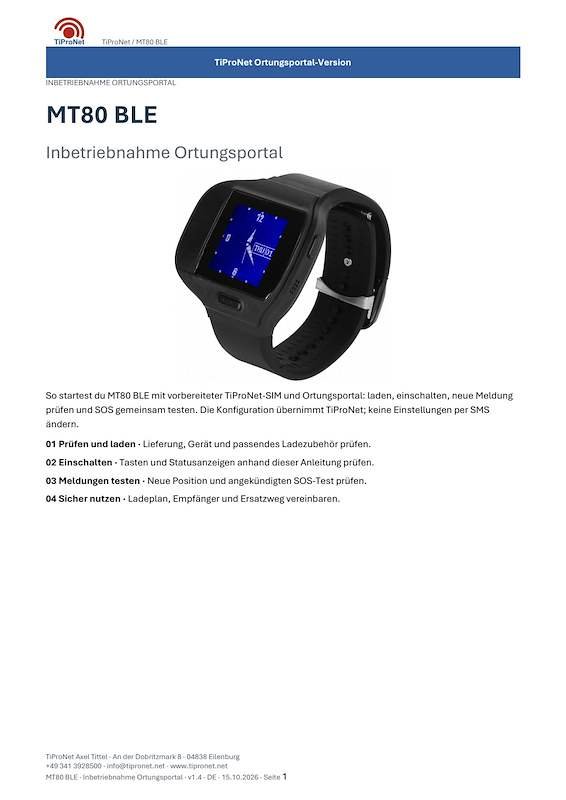 PDF-Cover: MT80 BLE – Inbetriebnahme – Modern – DE – V1.4