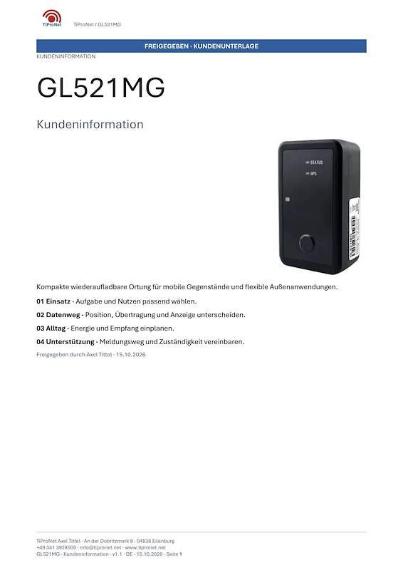 PDF-Cover: GL521MG – Kundeninformation – Klassisch – DE – V1.1