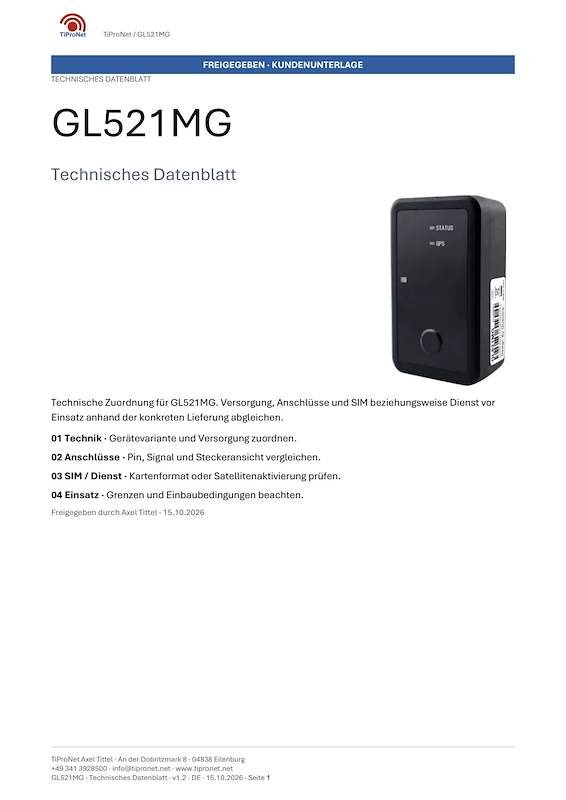 PDF-Cover: GL521MG – Technisches Datenblatt – Klassisch – DE – V1.2