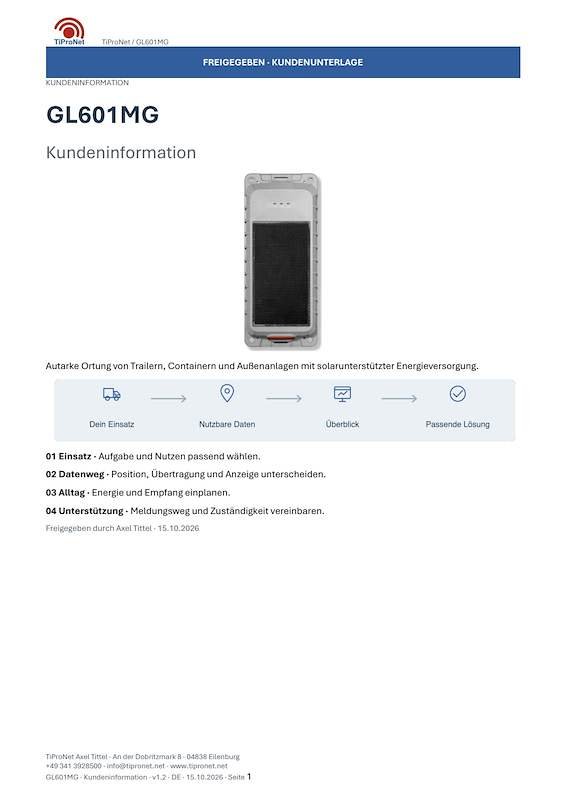PDF-Cover: GL601MG – Kundeninformation – Modern – DE – V1.2