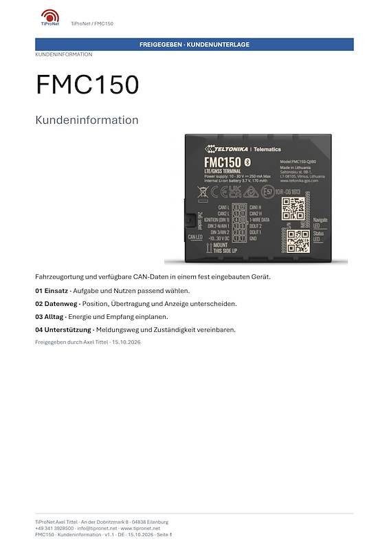 PDF-Cover: FMC150 – Kundeninformation – Klassisch – DE – V1.1