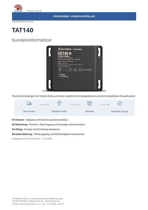 PDF-Cover: TAT140 – Kundeninformation – Modern – DE – V1.2