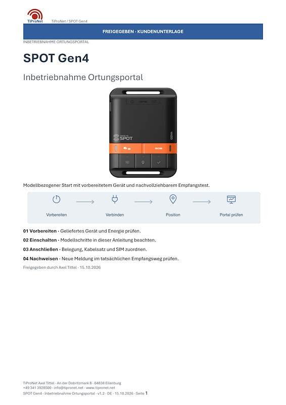 PDF-Cover: SPOT-Gen4 – Inbetriebnahme – Modern – DE – V1.2