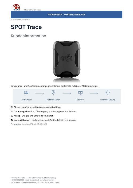 PDF-Cover: SPOT-Trace – Kundeninformation – Modern – DE – V1.2