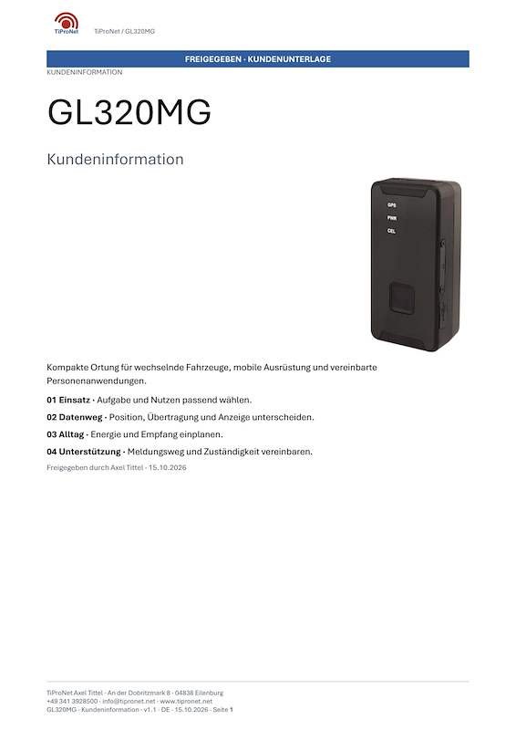 PDF-Cover: GL320MG – Kundeninformation – Klassisch – DE – V1.1
