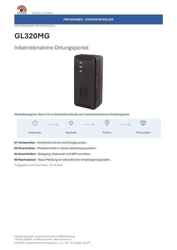 PDF-Cover: GL320MG – Inbetriebnahme – Modern – DE – V1.2