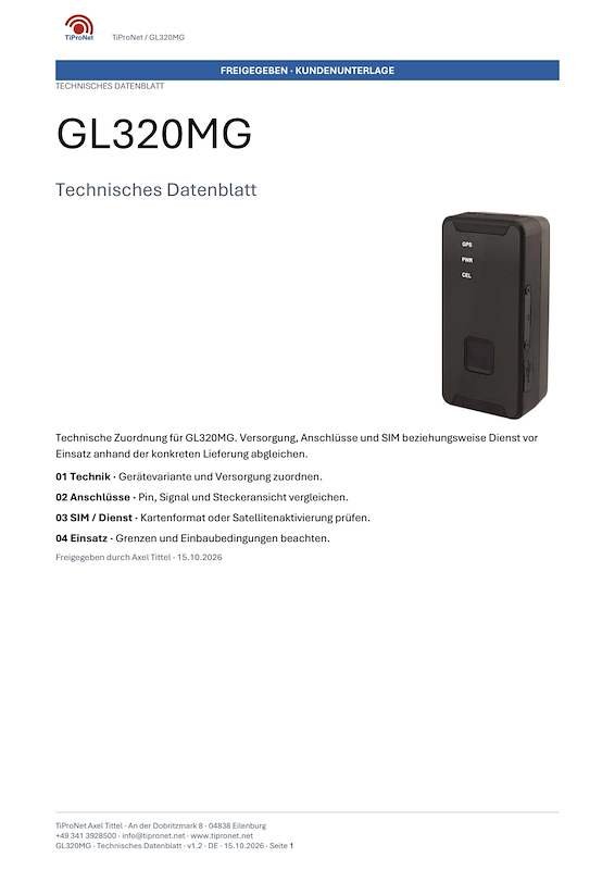 PDF-Cover: GL320MG – Technisches Datenblatt – Klassisch – DE – V1.2