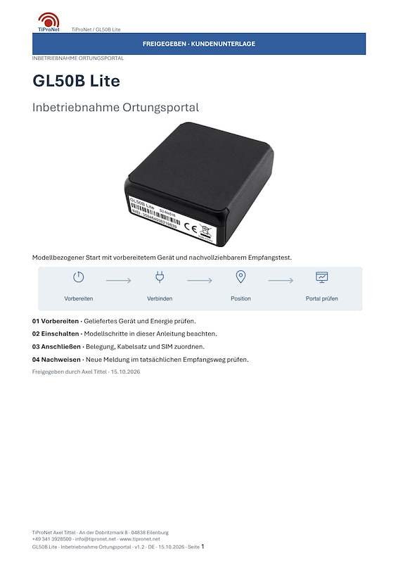 PDF-Cover: GL50B-Lite – Inbetriebnahme – Modern – DE – V1.2