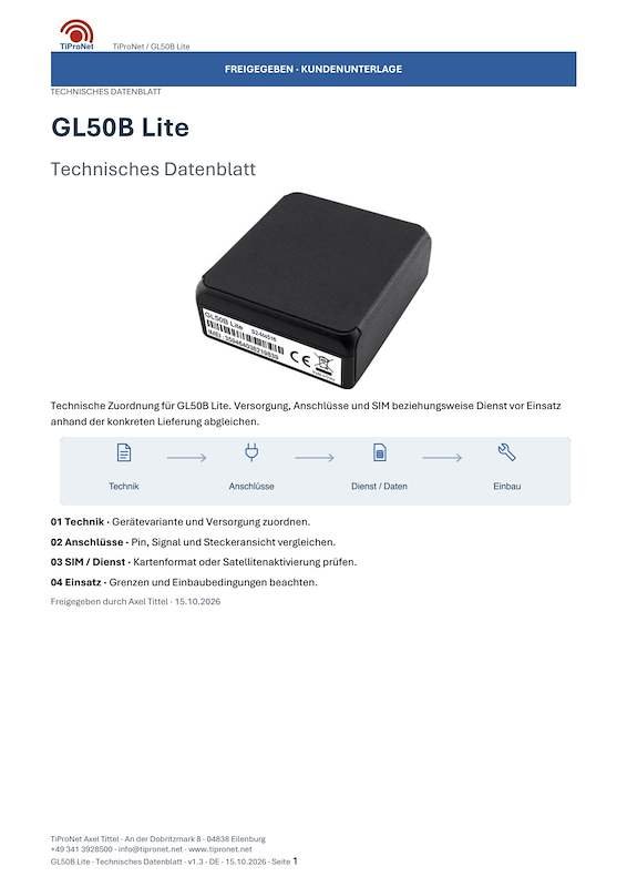 PDF-Cover: GL50B-Lite – Technisches Datenblatt – Modern – DE – V1.3