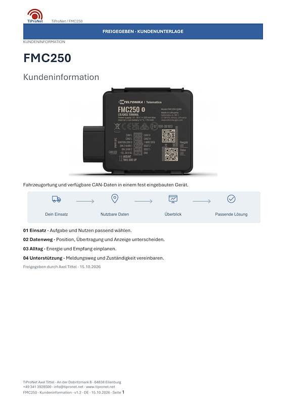 PDF-Cover: FMC250 – Kundeninformation – Modern – DE – V1.2