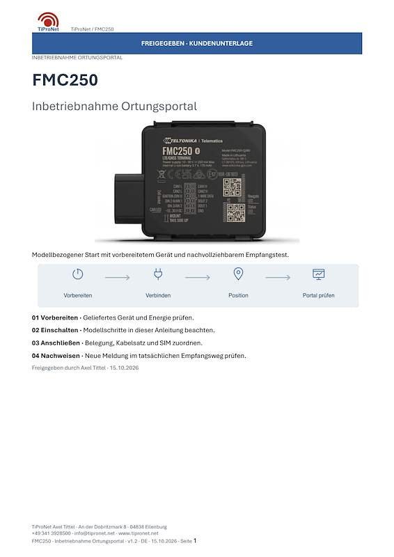 PDF-Cover: FMC250 – Inbetriebnahme – Modern – DE – V1.2