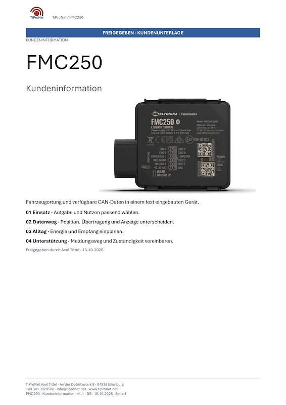 PDF-Cover: FMC250 – Kundeninformation – Klassisch – DE – V1.1