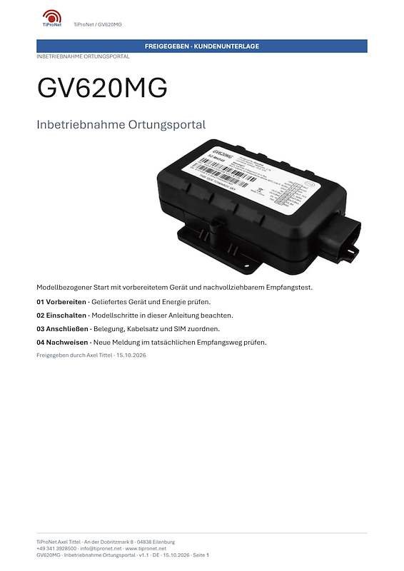 PDF-Cover: GV620MG – Inbetriebnahme – Klassisch – DE – V1.1