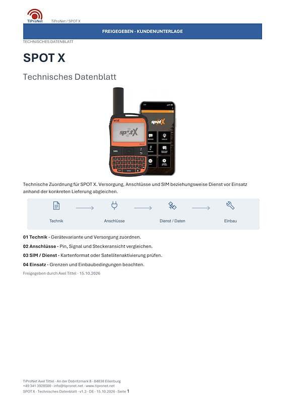 PDF-Cover: SPOT-X – Technisches Datenblatt – Modern – DE – V1.3