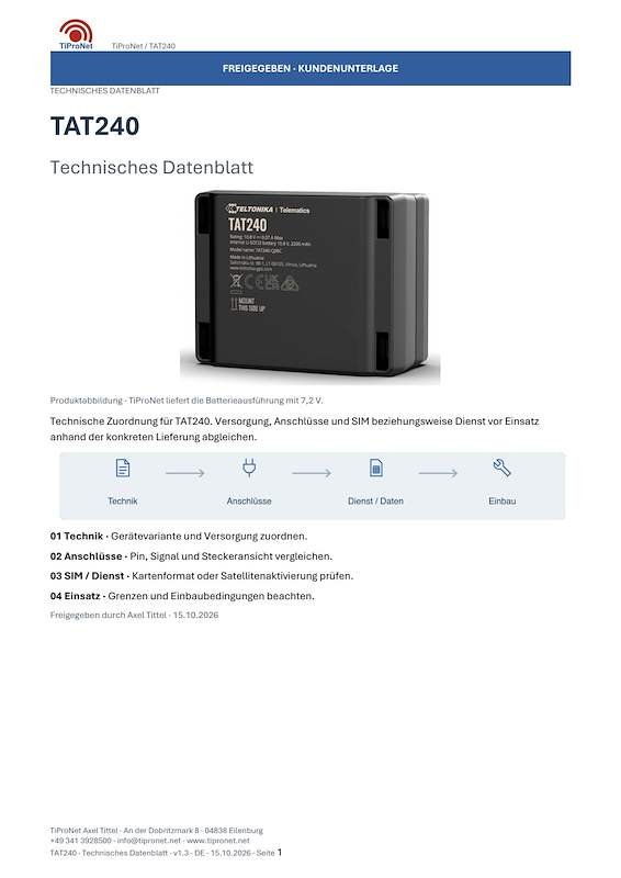 PDF-Cover: TAT240 – Technisches Datenblatt – Modern – DE – V1.3