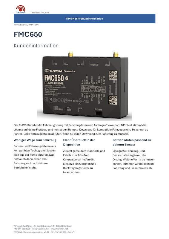 PDF-Cover: FMC650 – Kundeninformation – Modern – DE – V0.17