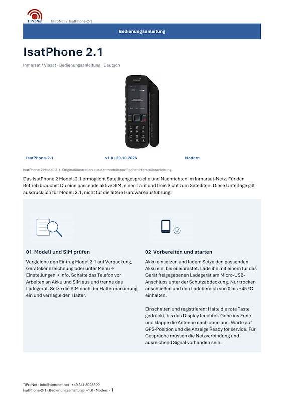 PDF-Cover: IsatPhone 2 1 – Bedienungsanleitung – Modern